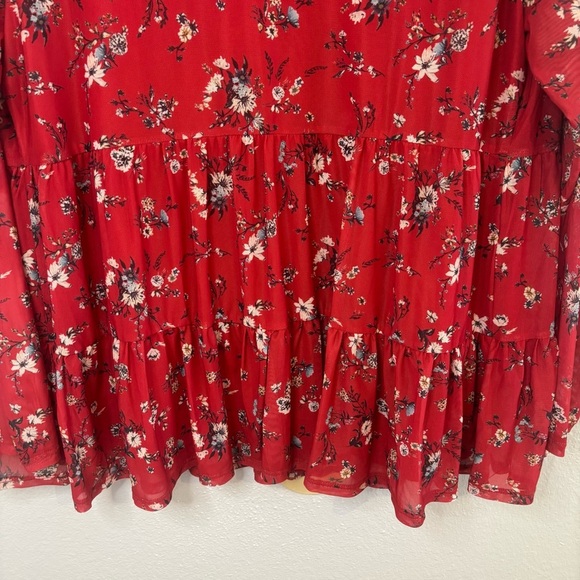 Love Fire Red Floral Peplum Long Sleeve Top Size 1X - Picture 11 of 13